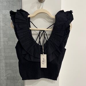 Chic Black Ruffled Blouse by